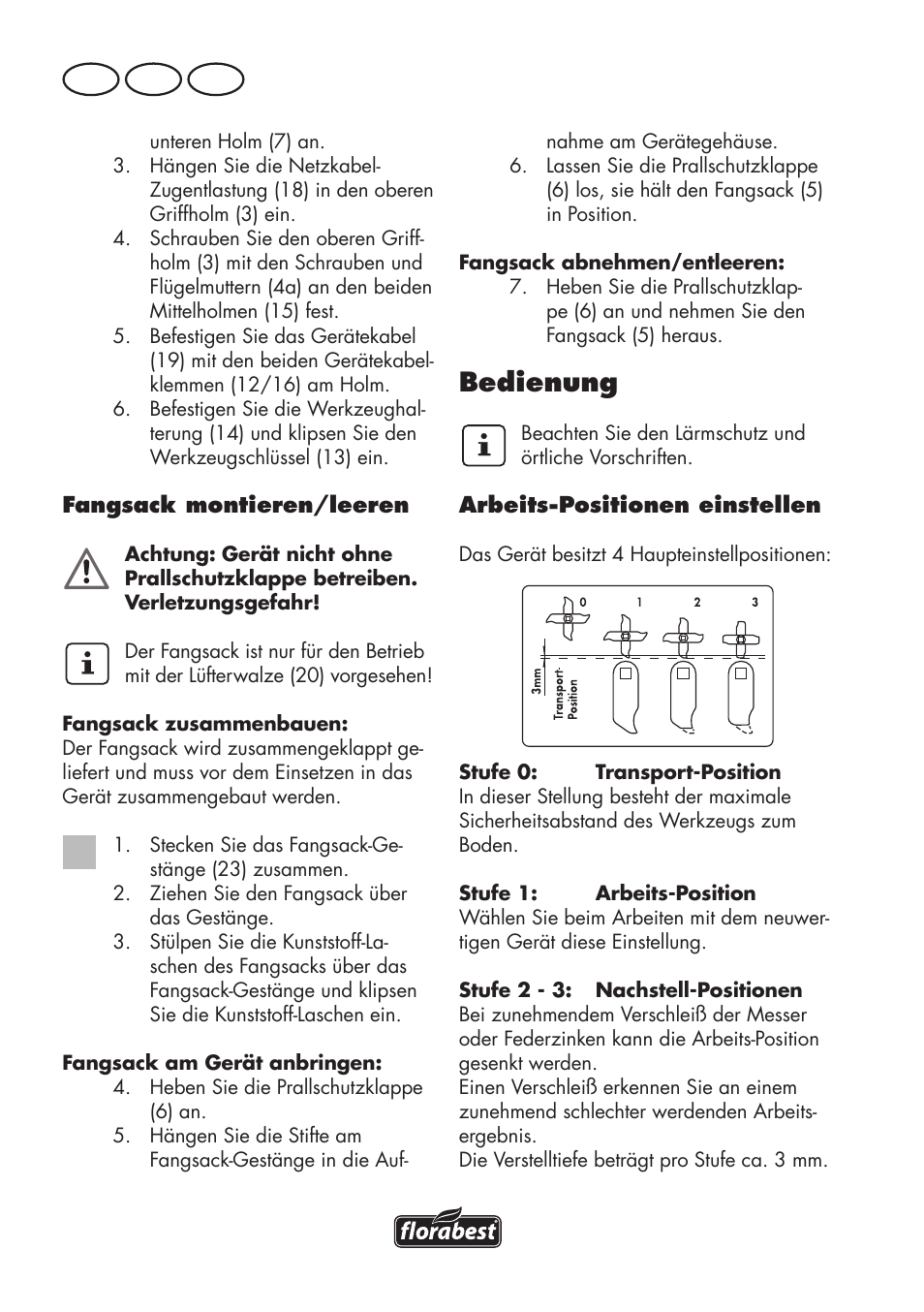 Bedienung, De at ch | Florabest FLV 1200 A1 User Manual | Page 12 / 72