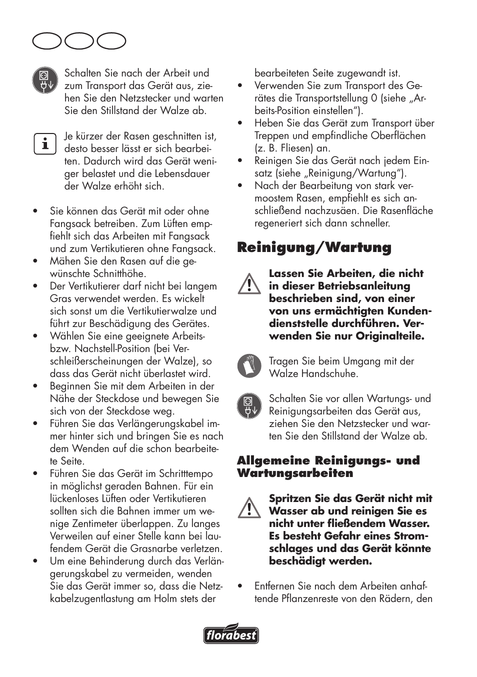 Reinigung/wartung, De at ch | Florabest FLV 1200 A1 User Manual | Page 14 / 72