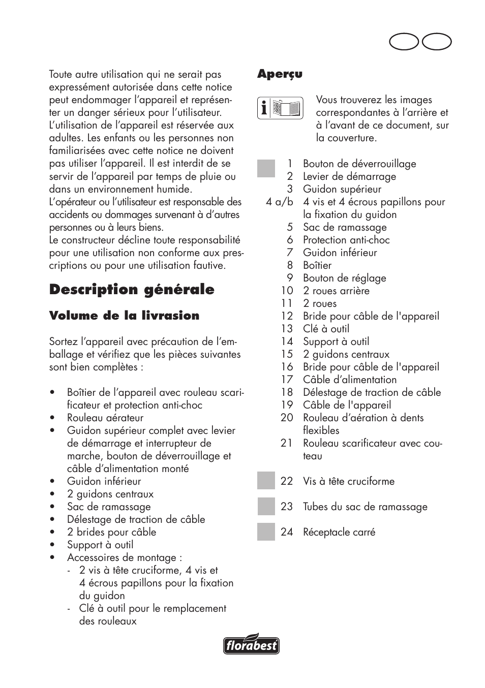 Description générale, Fr ch | Florabest FLV 1200 A1 User Manual | Page 21 / 72