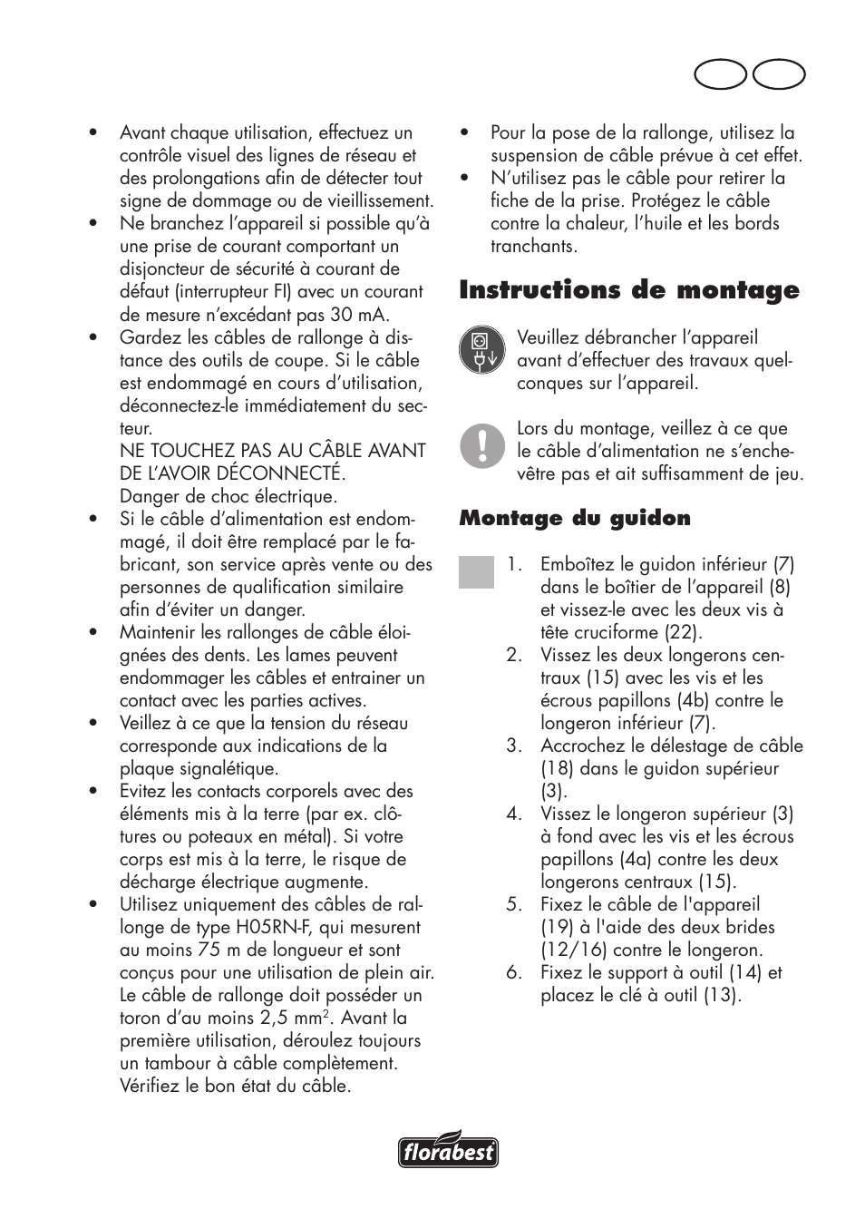 Instructions de montage, Fr ch | Florabest FLV 1200 A1 User Manual | Page 27 / 72