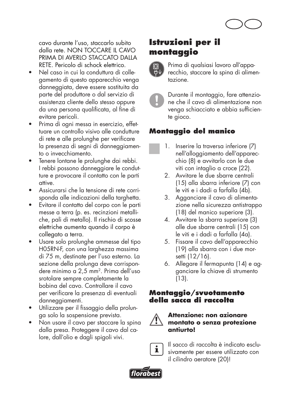 Istruzioni per il montaggio, It ch | Florabest FLV 1200 A1 User Manual | Page 43 / 72