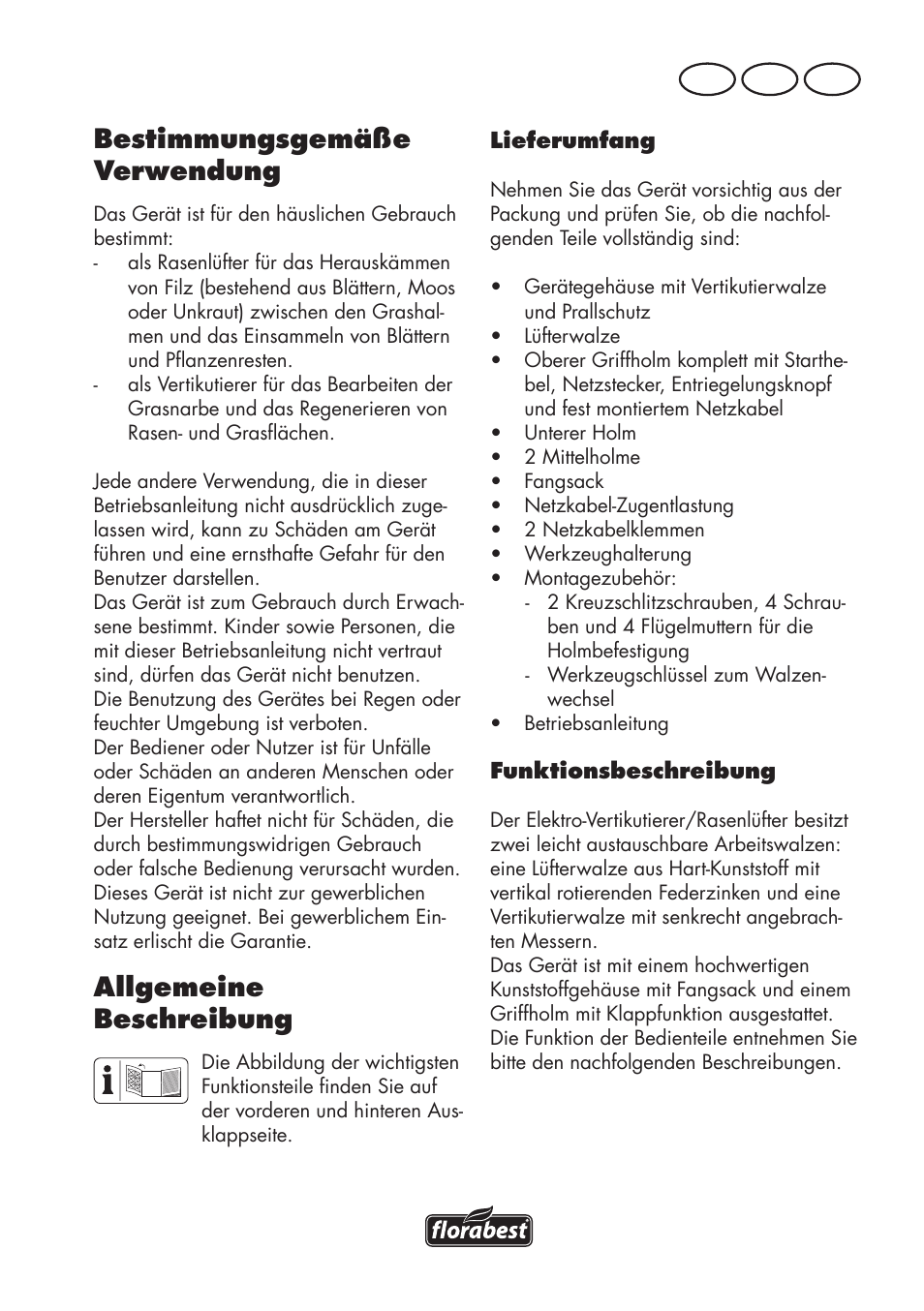 Bestimmungsgemäße verwendung, Allgemeine beschreibung, De at ch | Florabest FLV 1200 A1 User Manual | Page 5 / 72