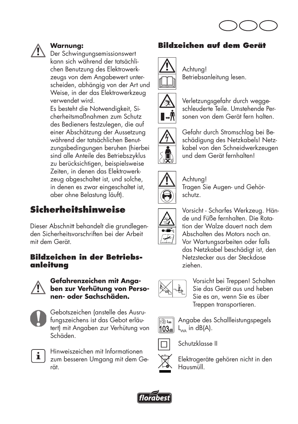 Sicherheitshinweise, De at ch | Florabest FLV 1200 A1 User Manual | Page 7 / 72