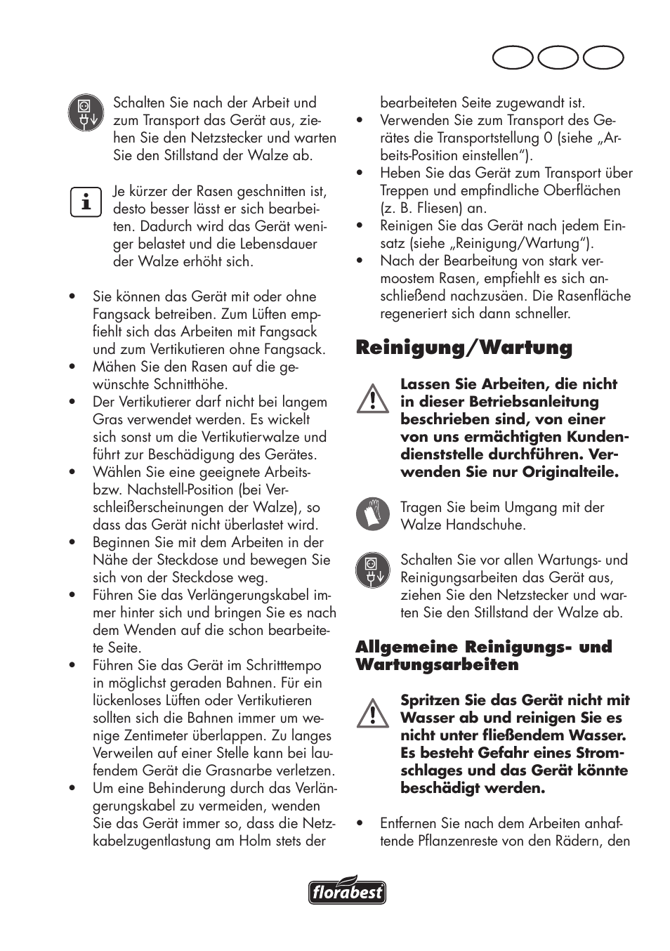 Reinigung/wartung, De at ch | Florabest FLV 1200 A1 User Manual | Page 103 / 116