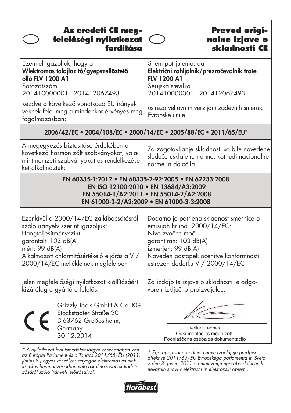 Florabest FLV 1200 A1 User Manual | Page 110 / 116