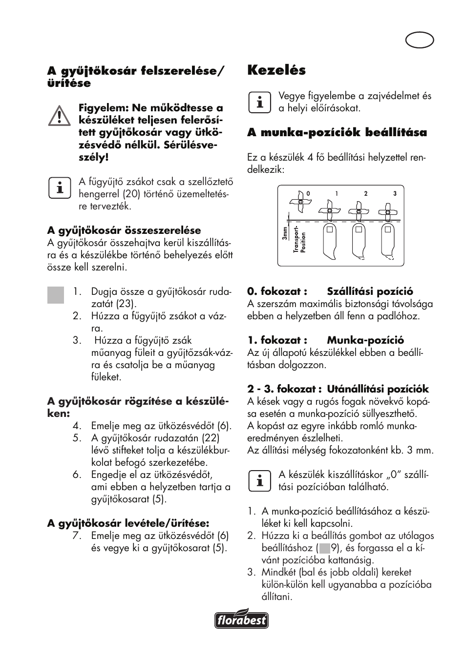 Kezelés | Florabest FLV 1200 A1 User Manual | Page 43 / 116