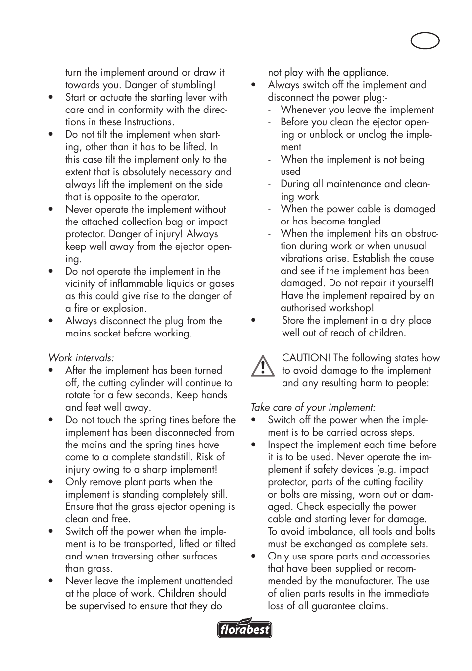 Florabest FLV 1200 A1 User Manual | Page 9 / 116