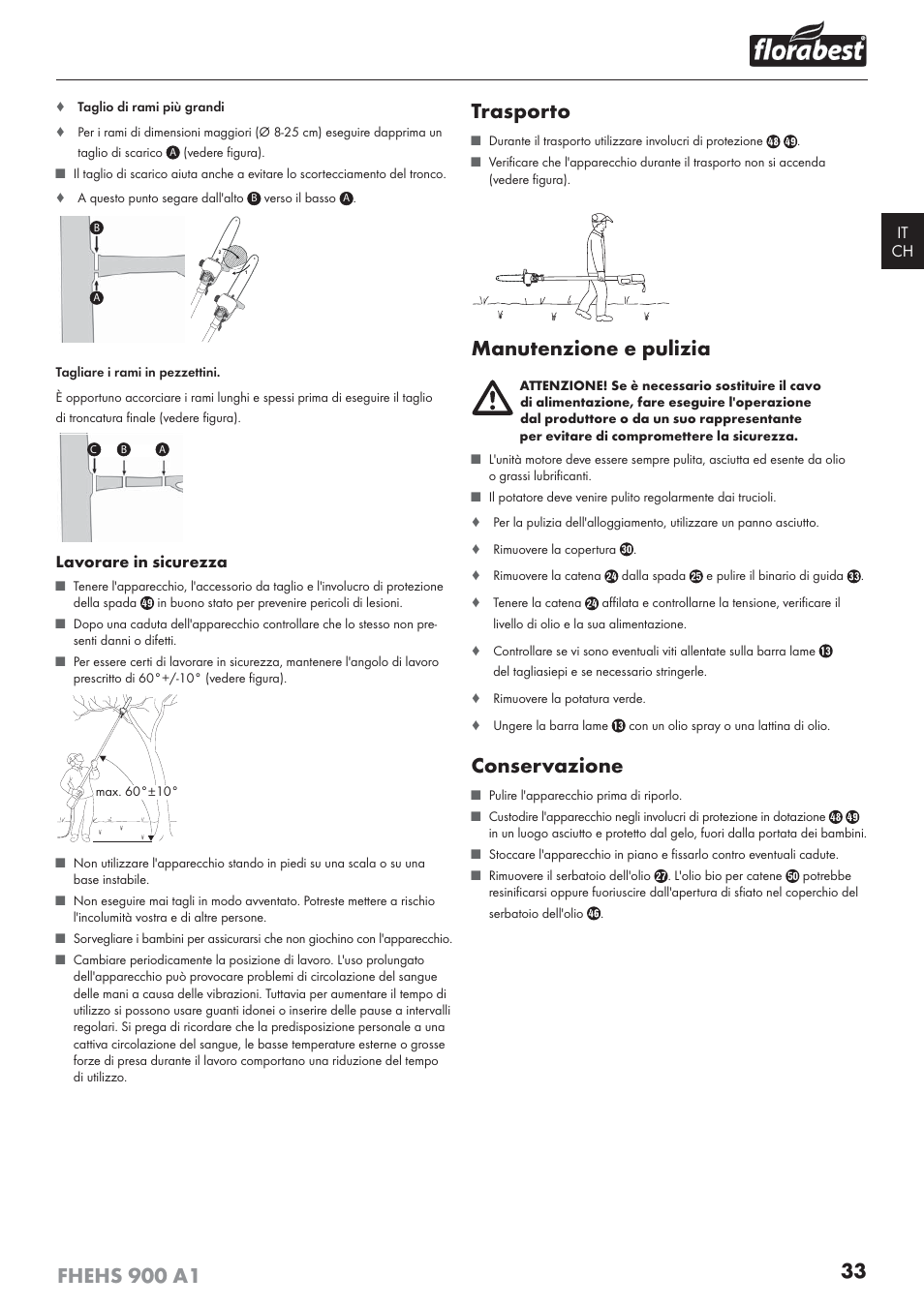 Trasporto, Manutenzione e pulizia, Conservazione | Florabest FHEHS 900 A1 User Manual | Page 37 / 53