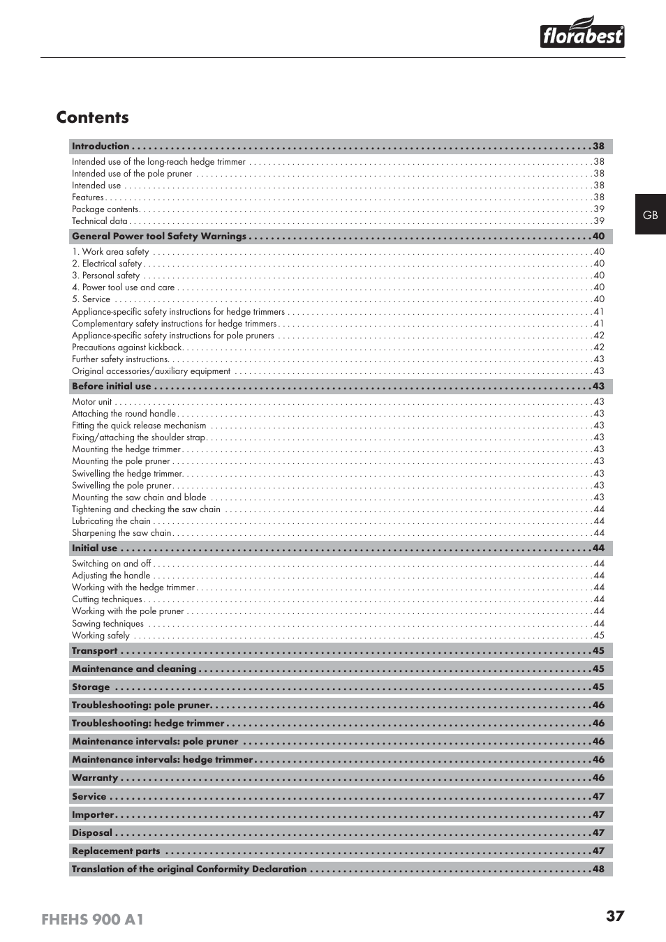 Florabest FHEHS 900 A1 User Manual | Page 41 / 53