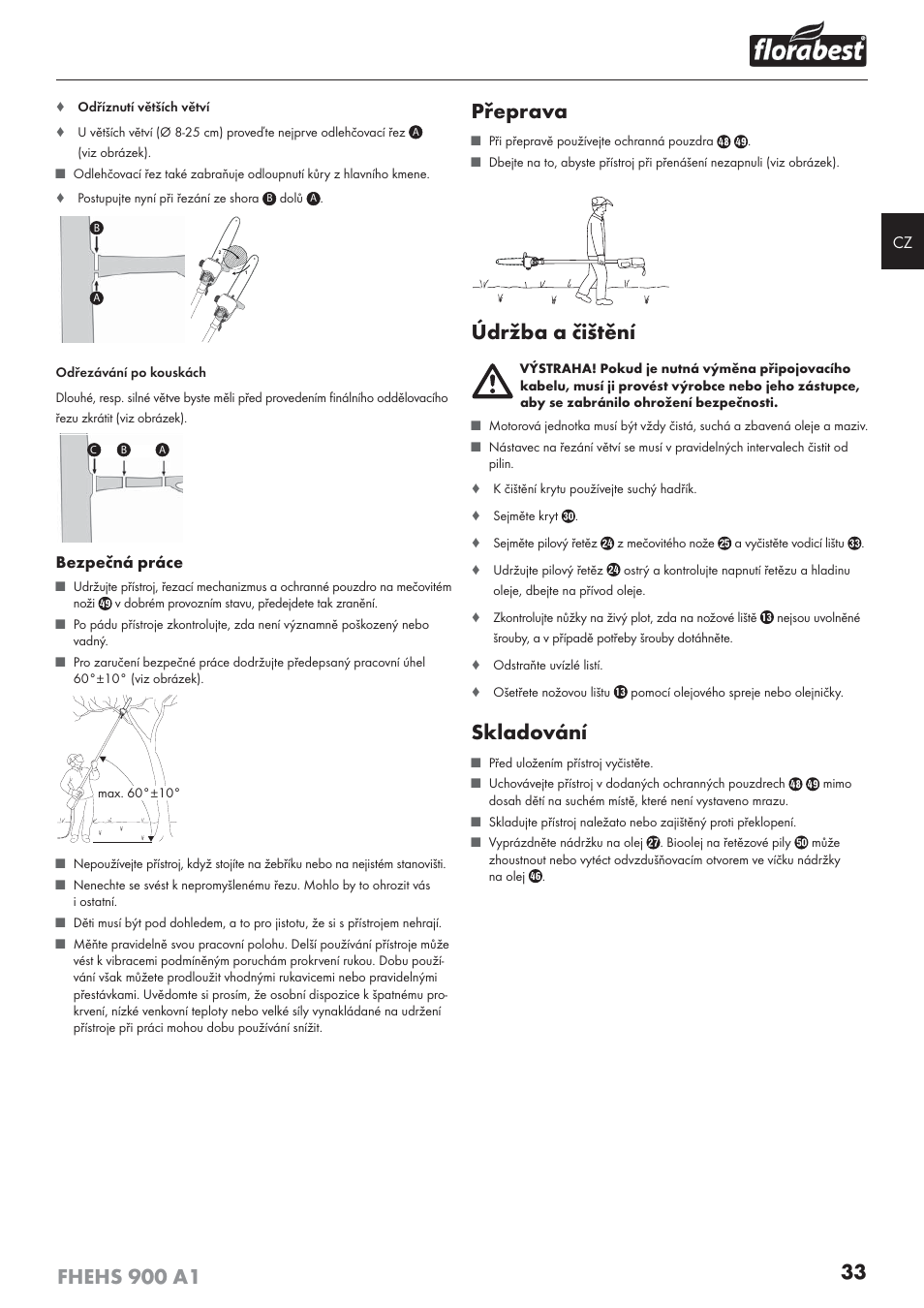 Přeprava, Údržba a čištění, Skladování | Florabest FHEHS 900 A1 User Manual | Page 37 / 65