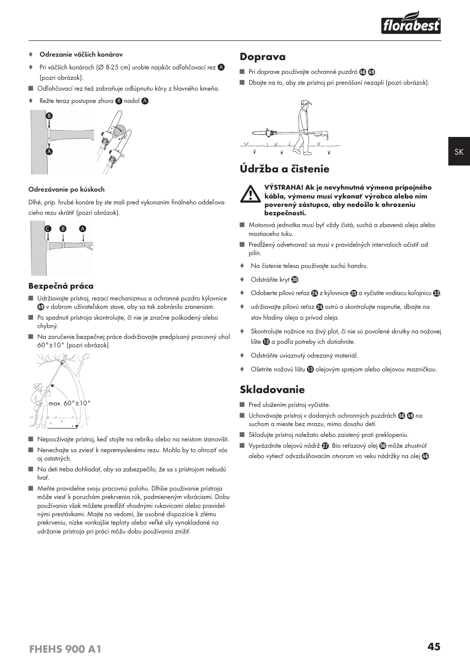 Doprava, Údržba a čistenie, Skladovanie | Florabest FHEHS 900 A1 User Manual | Page 49 / 65