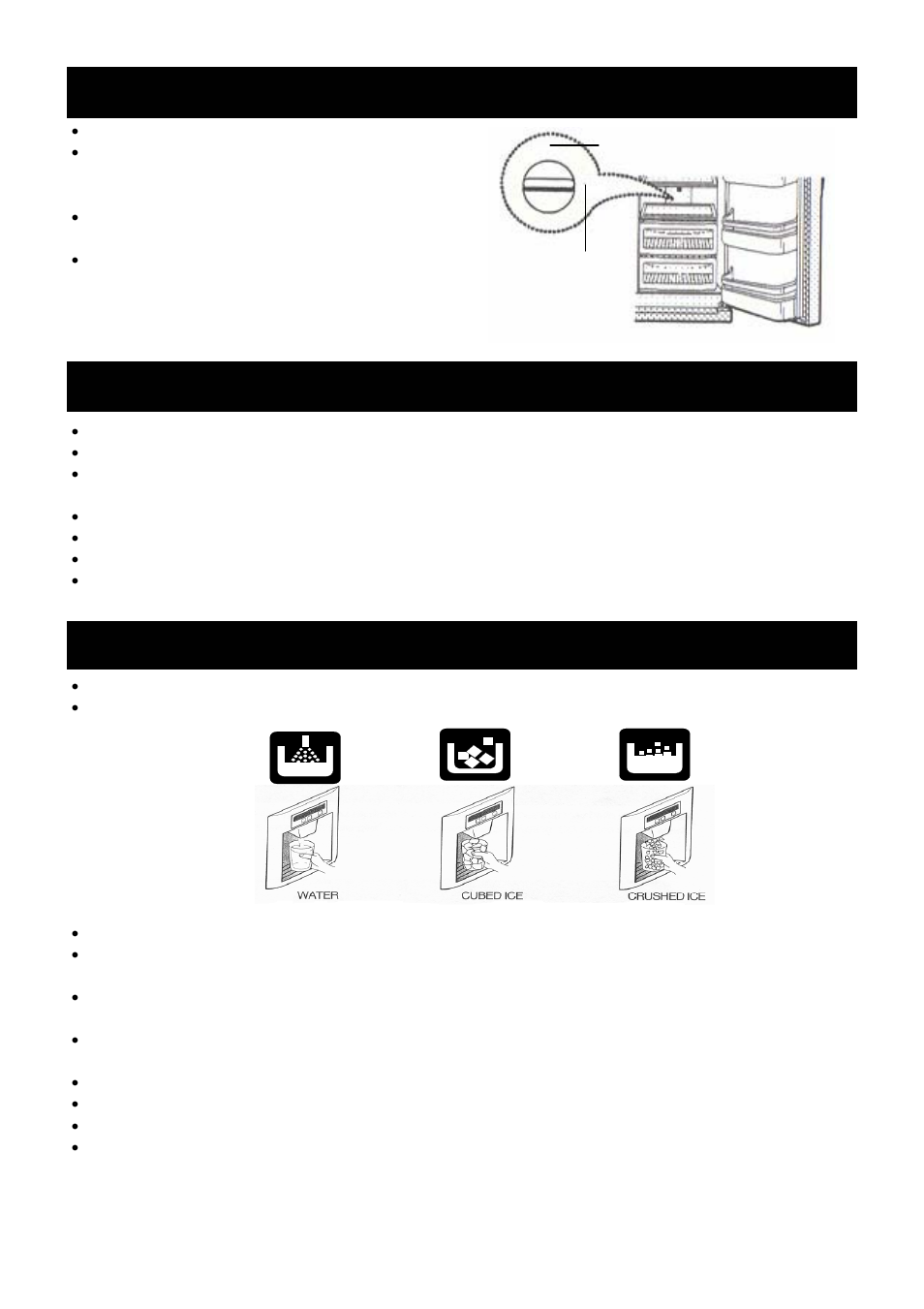 Crispers, The ice dispenser, The automatic ice maker | Page 11 | Defy Appliances F 600 LM User Manual | Page 11 / 16