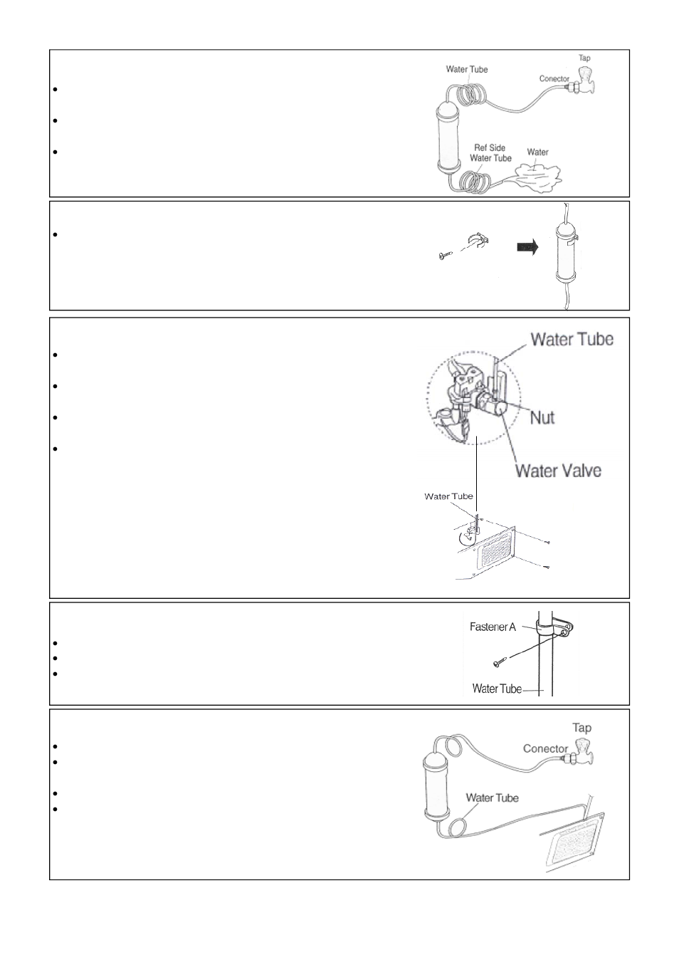 Page 5 securing the water tube, Connect the water tube to the refrigerator, Using the filter for the first time | Complete the installation, Securing the filter | Defy Appliances F 600 LM User Manual | Page 5 / 16
