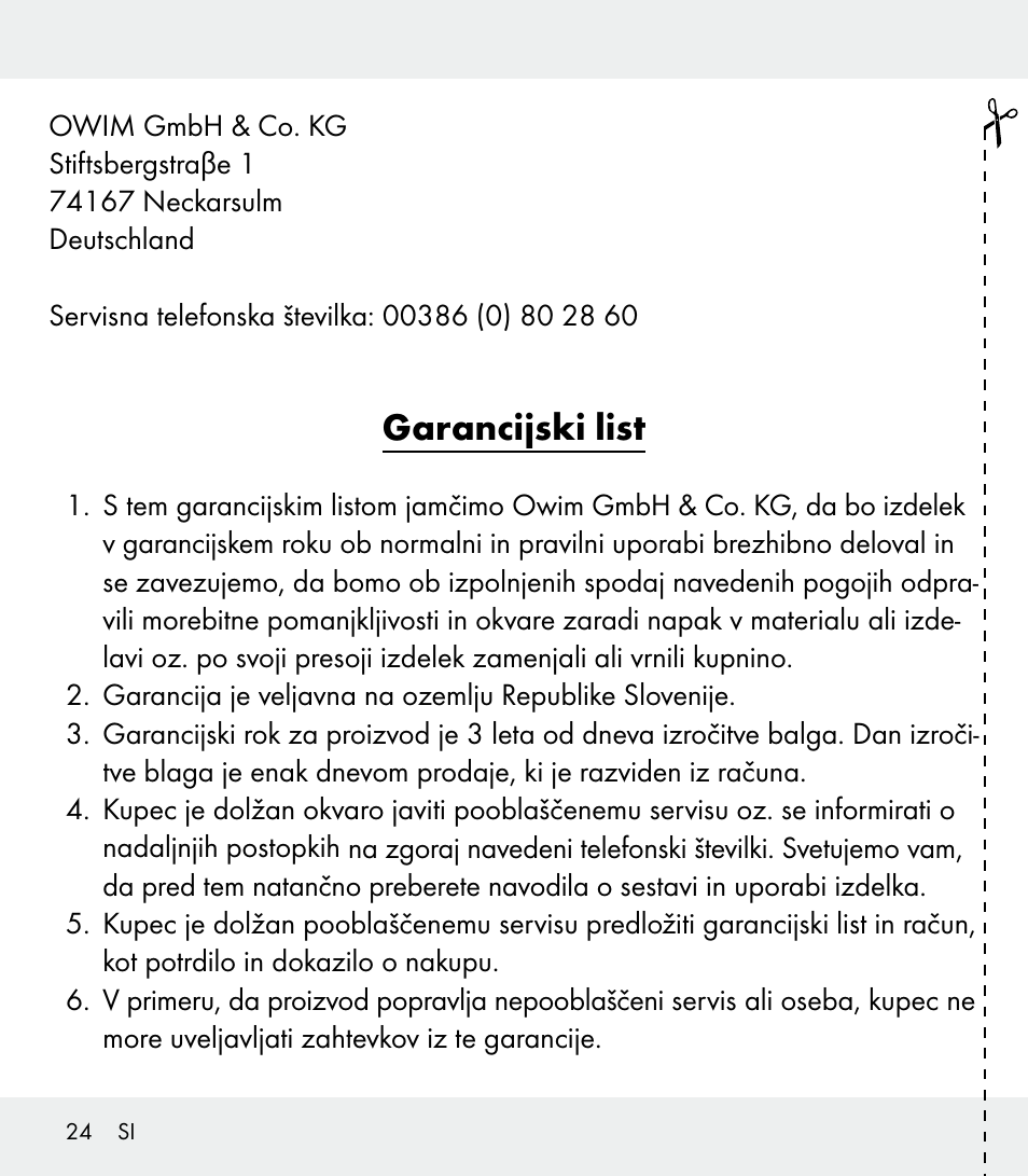 Garancijski list | Florabest Z31309 User Manual | Page 24 / 44
