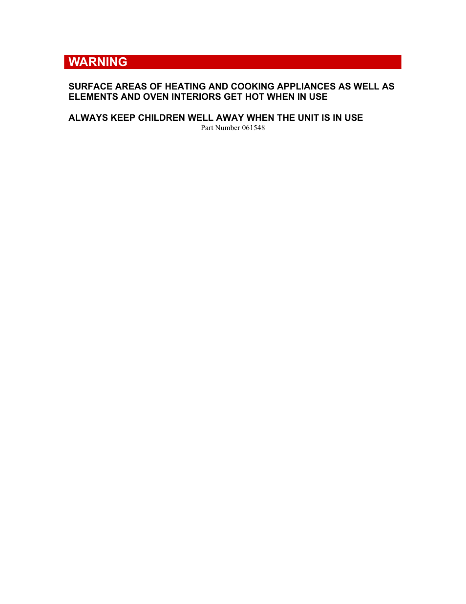 Warning | Defy Appliances 501C User Manual | Page 5 / 5