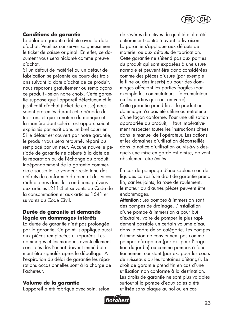 Fr ch | Florabest FTS 1100 C3 User Manual | Page 23 / 50