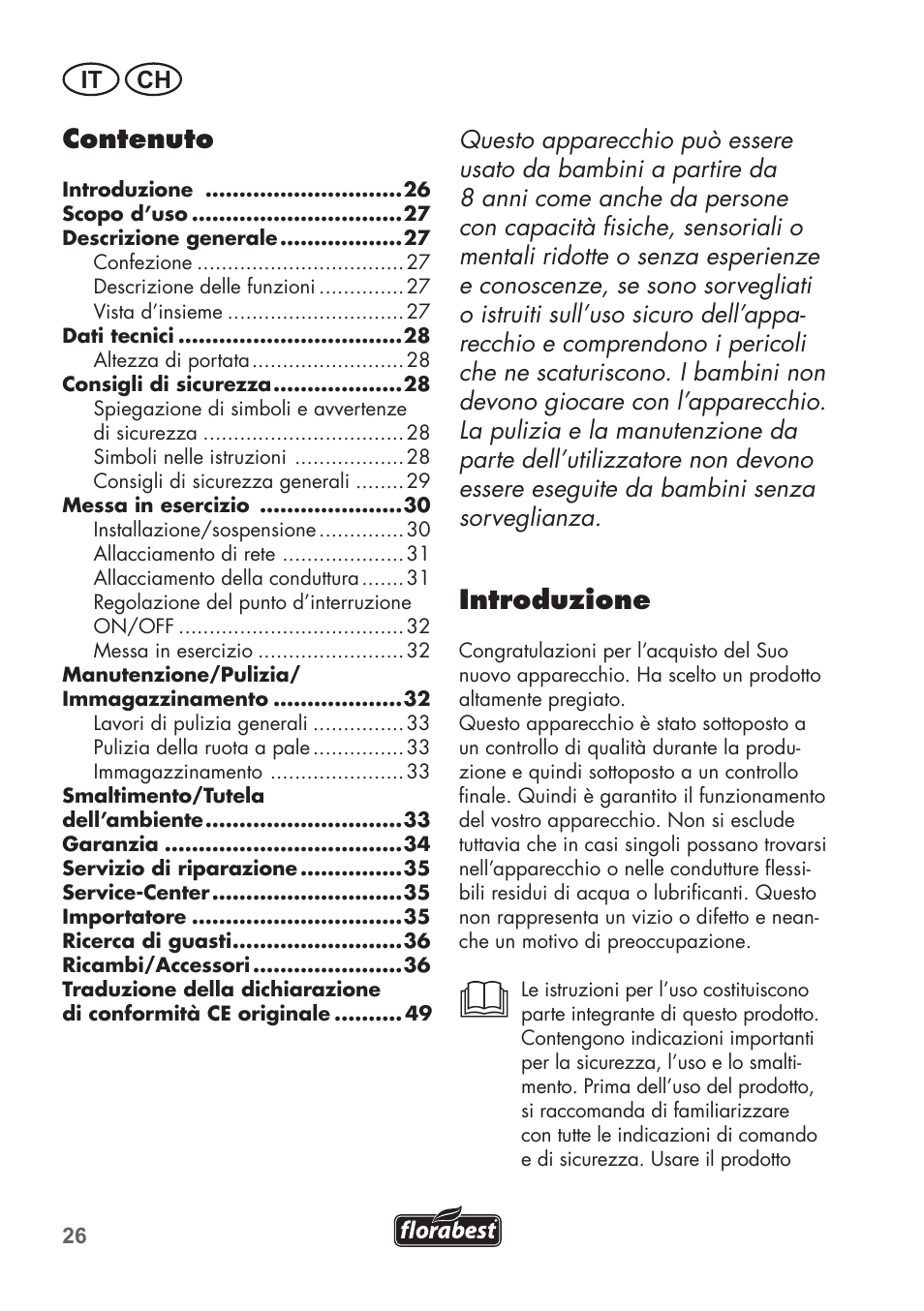 Introduzione, Contenuto | Florabest FTS 1100 C3 User Manual | Page 26 / 50