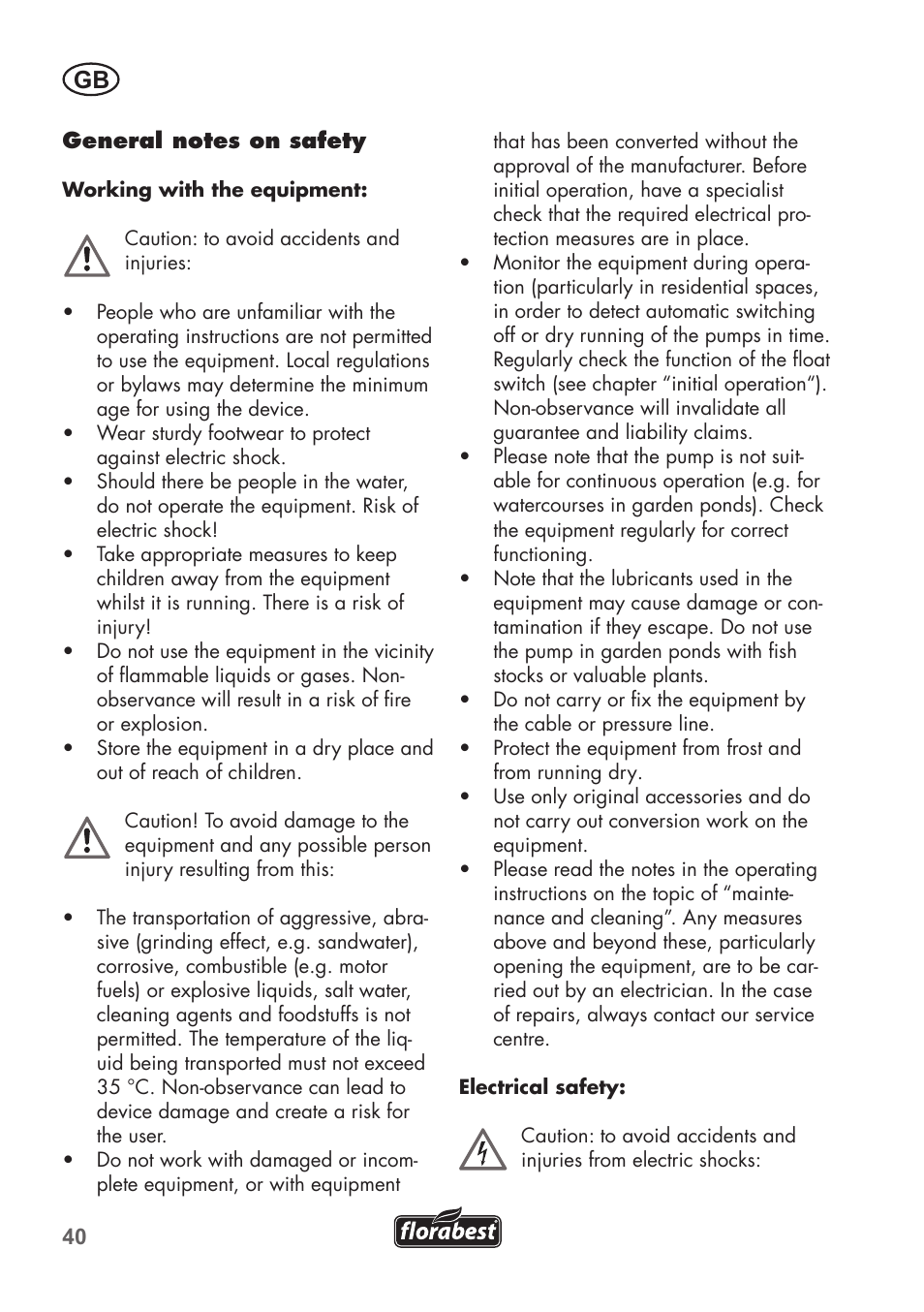 Florabest FTS 1100 C3 User Manual | Page 40 / 50