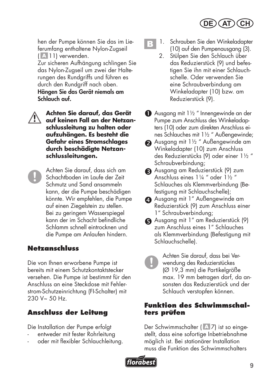 De at ch | Florabest FTS 1100 C3 User Manual | Page 9 / 50