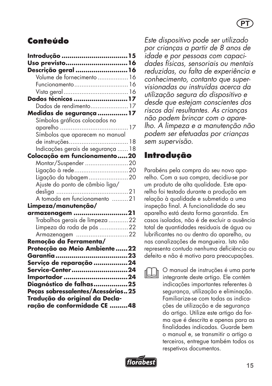 Introdução, Conteúdo | Florabest FTS 1100 C3 User Manual | Page 15 / 50