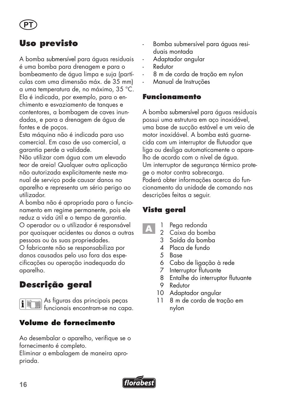 Uso previsto, Descrição geral | Florabest FTS 1100 C3 User Manual | Page 16 / 50
