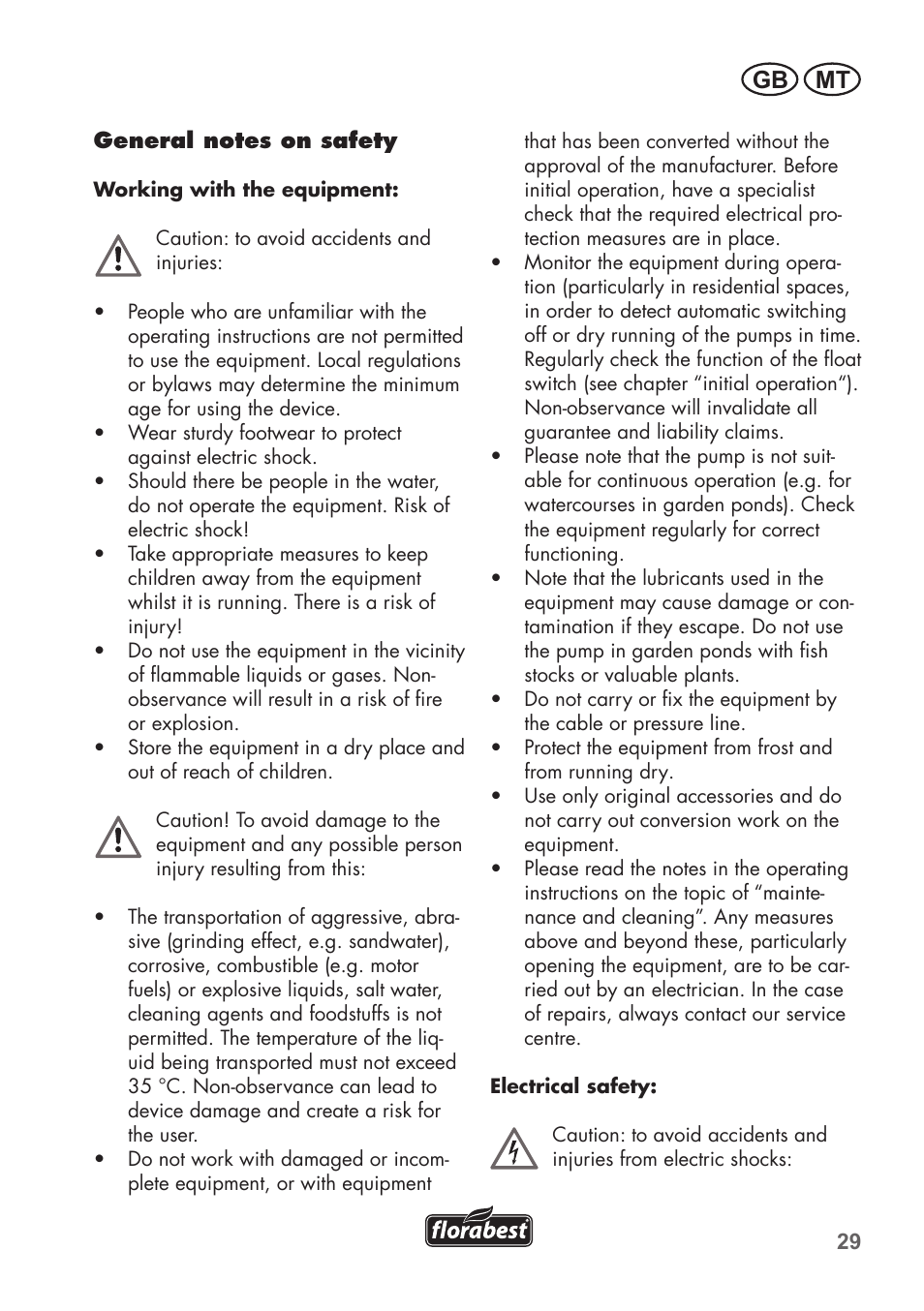 Gb mt | Florabest FTS 1100 C3 User Manual | Page 29 / 50