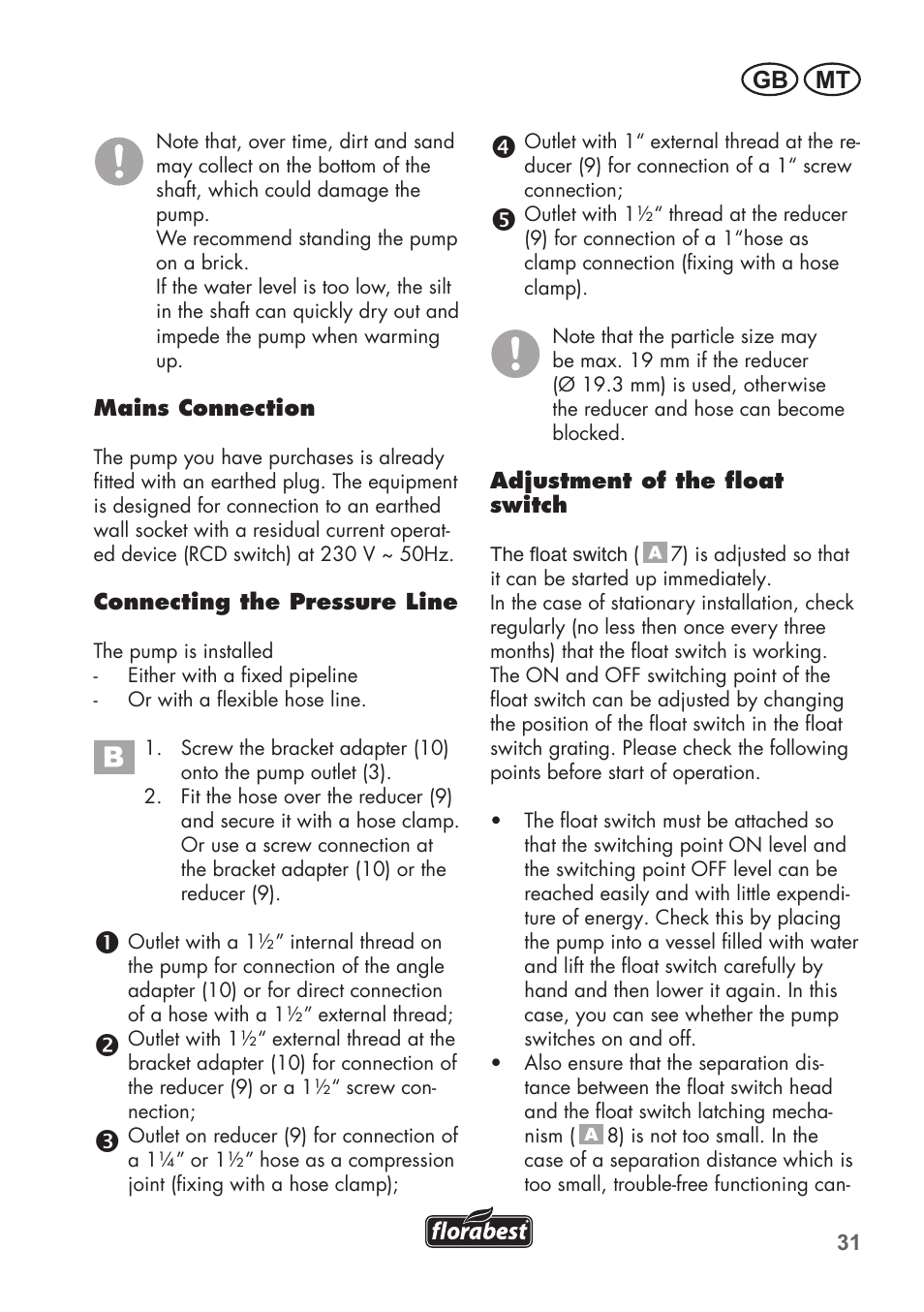 Gb mt | Florabest FTS 1100 C3 User Manual | Page 31 / 50