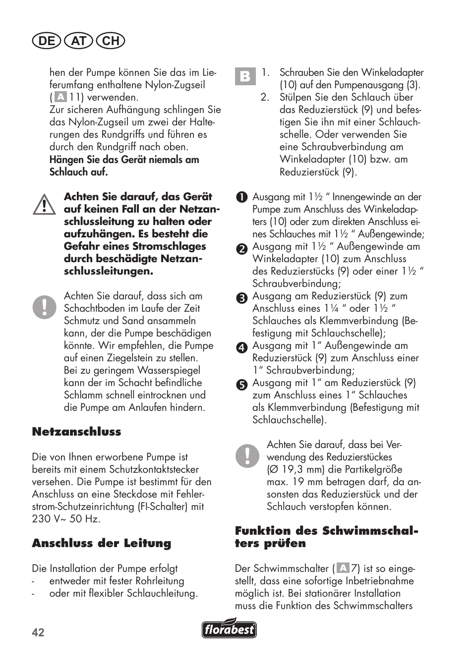 De at ch | Florabest FTS 1100 C3 User Manual | Page 42 / 50