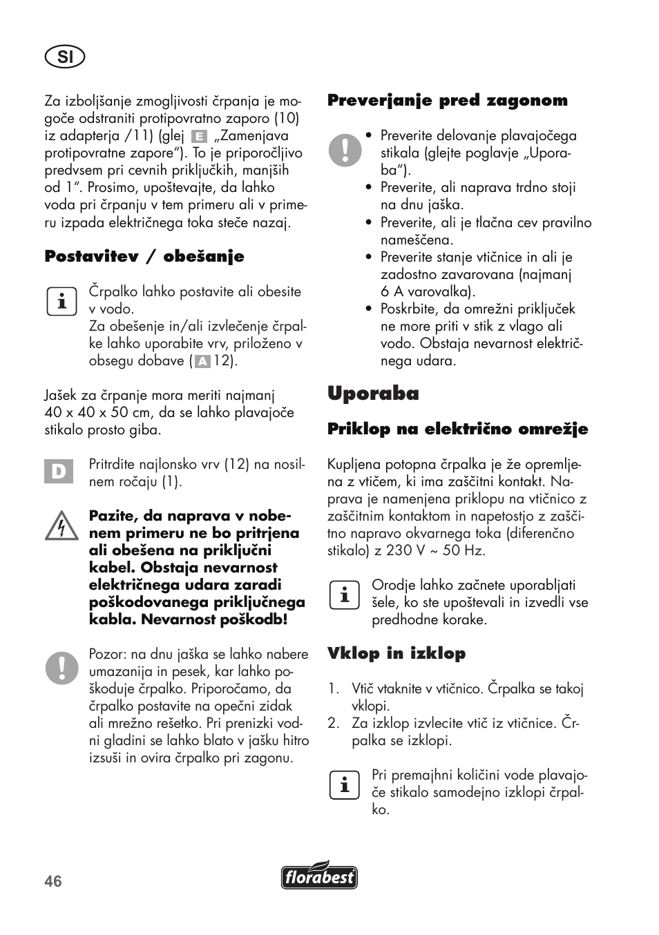 Uporaba | Florabest FTP 400 C2 User Manual | Page 46 / 98