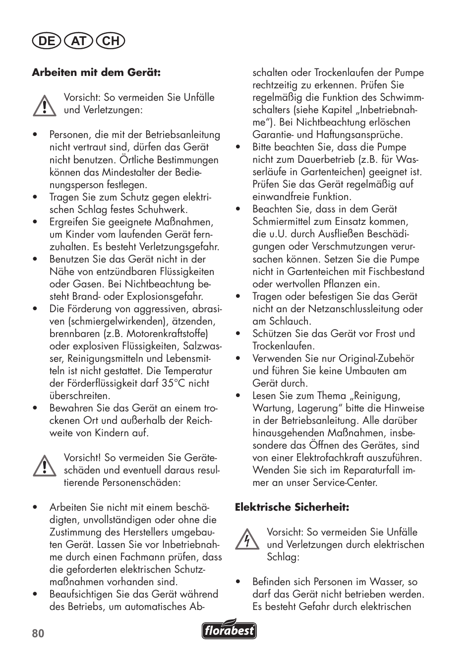 De at ch | Florabest FTP 400 C2 User Manual | Page 80 / 98