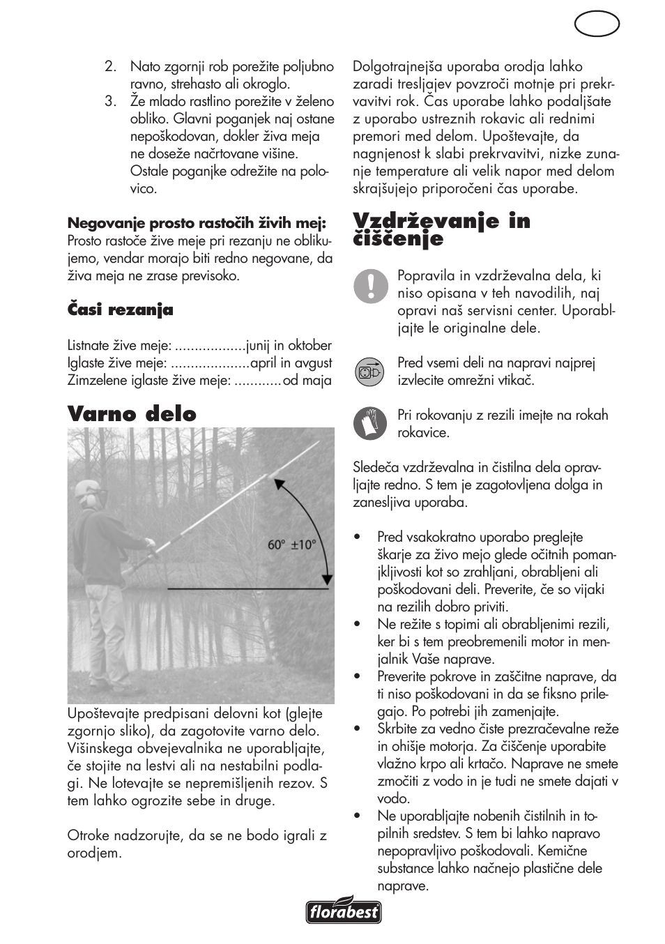 Varno delo, Vzdrževanje in čiščenje | Florabest FHL 900 C4 User Manual | Page 55 / 112