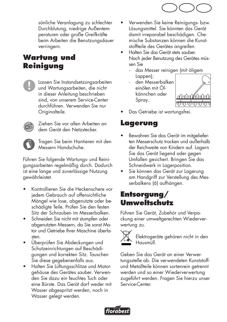 Wartung und reinigung, Lagerung, Entsorgung/ umweltschutz | Ch at de | Florabest FHL 900 C4 User Manual | Page 97 / 112