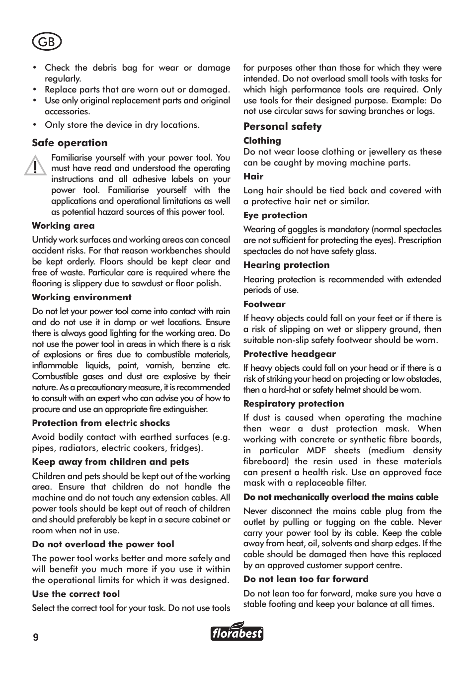 Florabest FLB 3000 A1 User Manual | Page 10 / 92