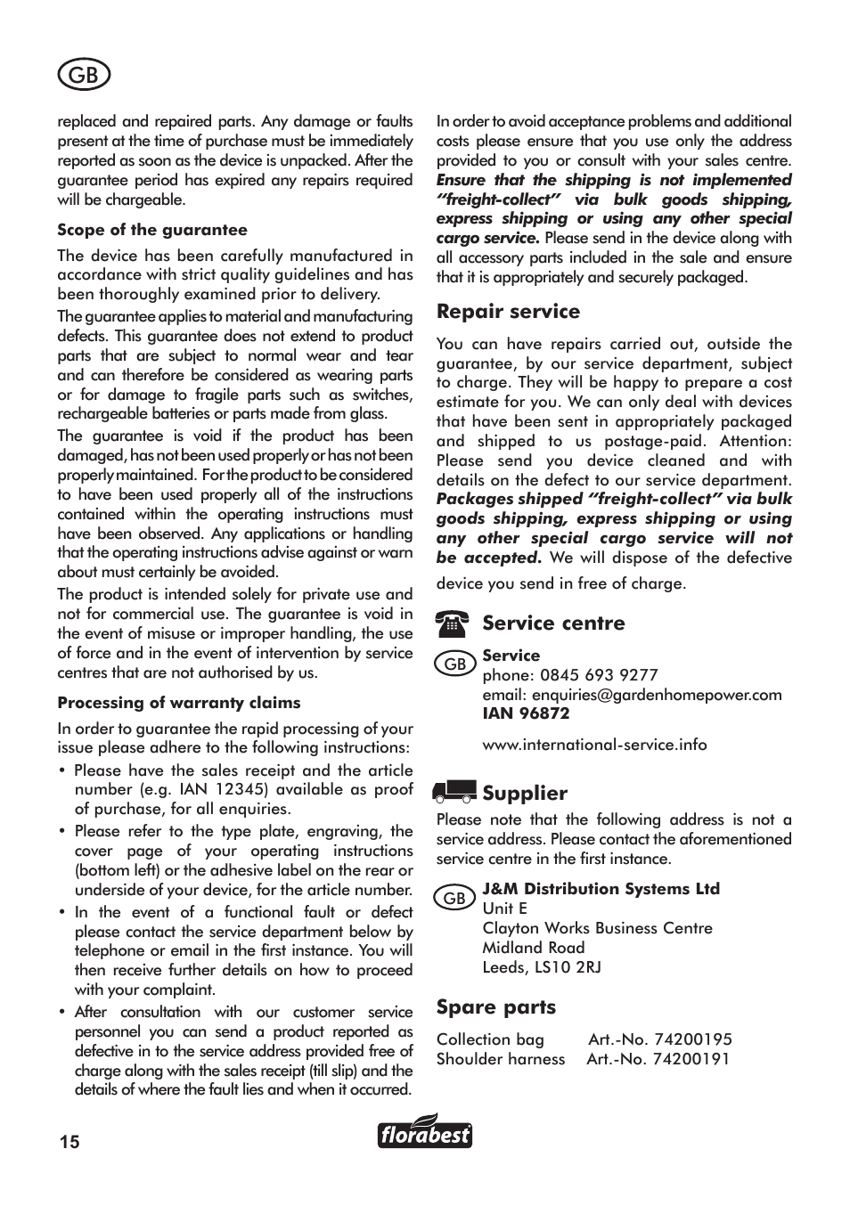 Florabest FLB 3000 A1 User Manual | Page 16 / 92