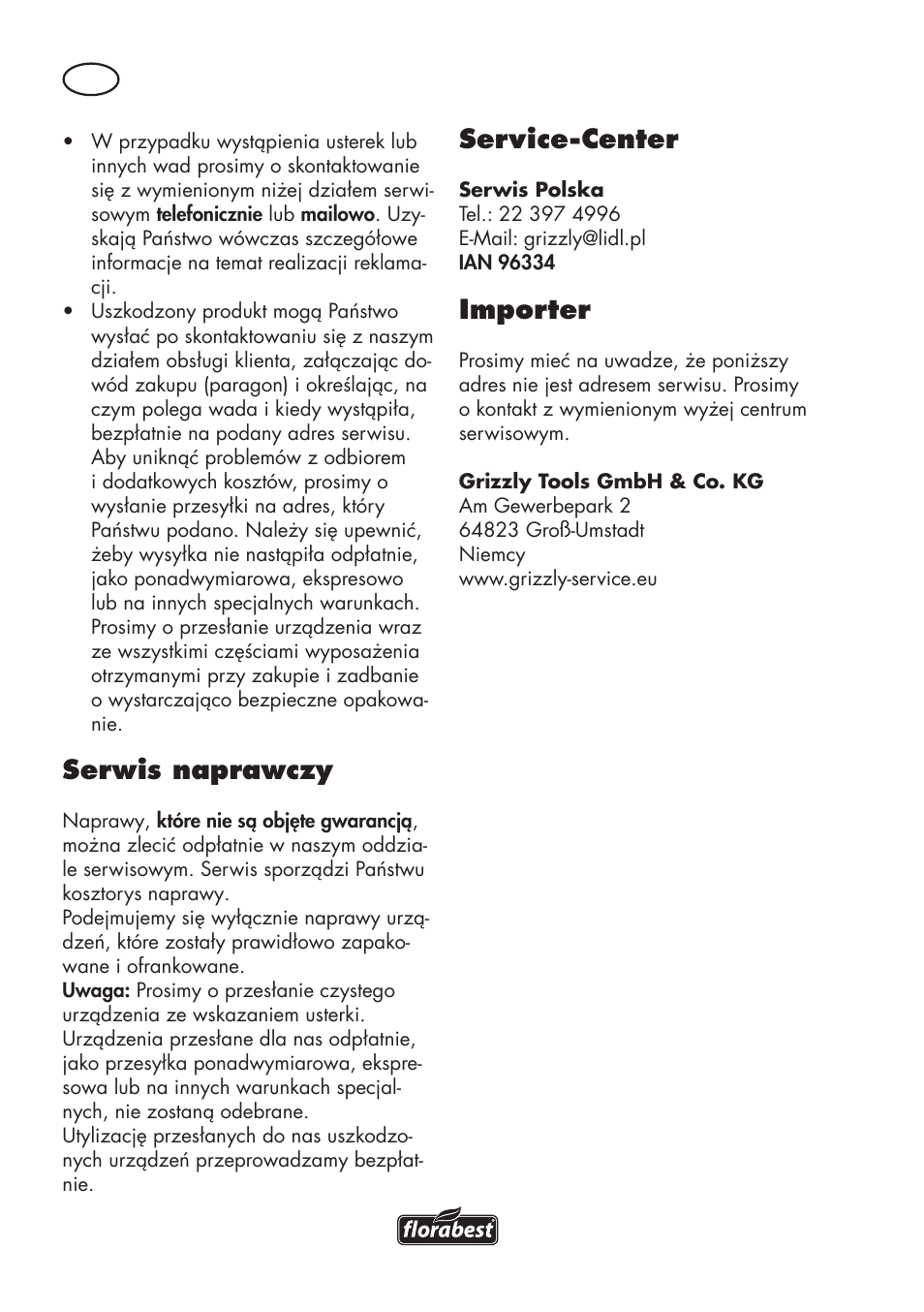 Serwis naprawczy, Service-center, Importer | Florabest FHT 600 C3 User Manual | Page 28 / 98