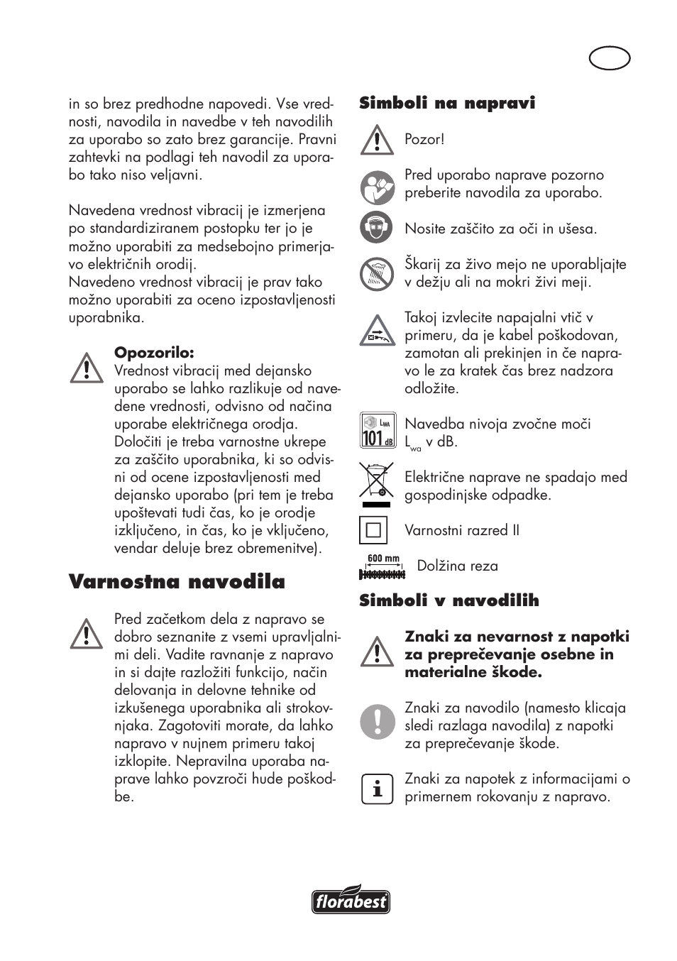 Varnostna navodila | Florabest FHT 600 C3 User Manual | Page 45 / 98