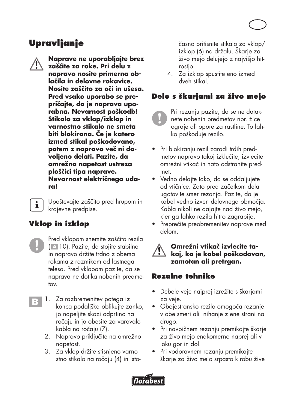 Upravljanje | Florabest FHT 600 C3 User Manual | Page 49 / 98