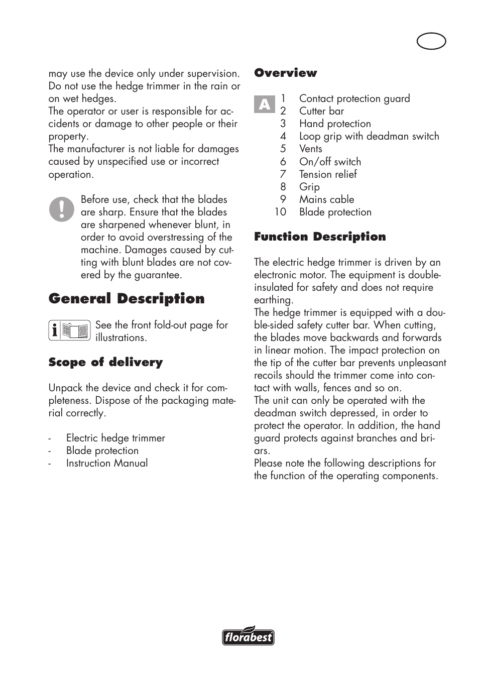 General description | Florabest FHT 600 C3 User Manual | Page 5 / 98