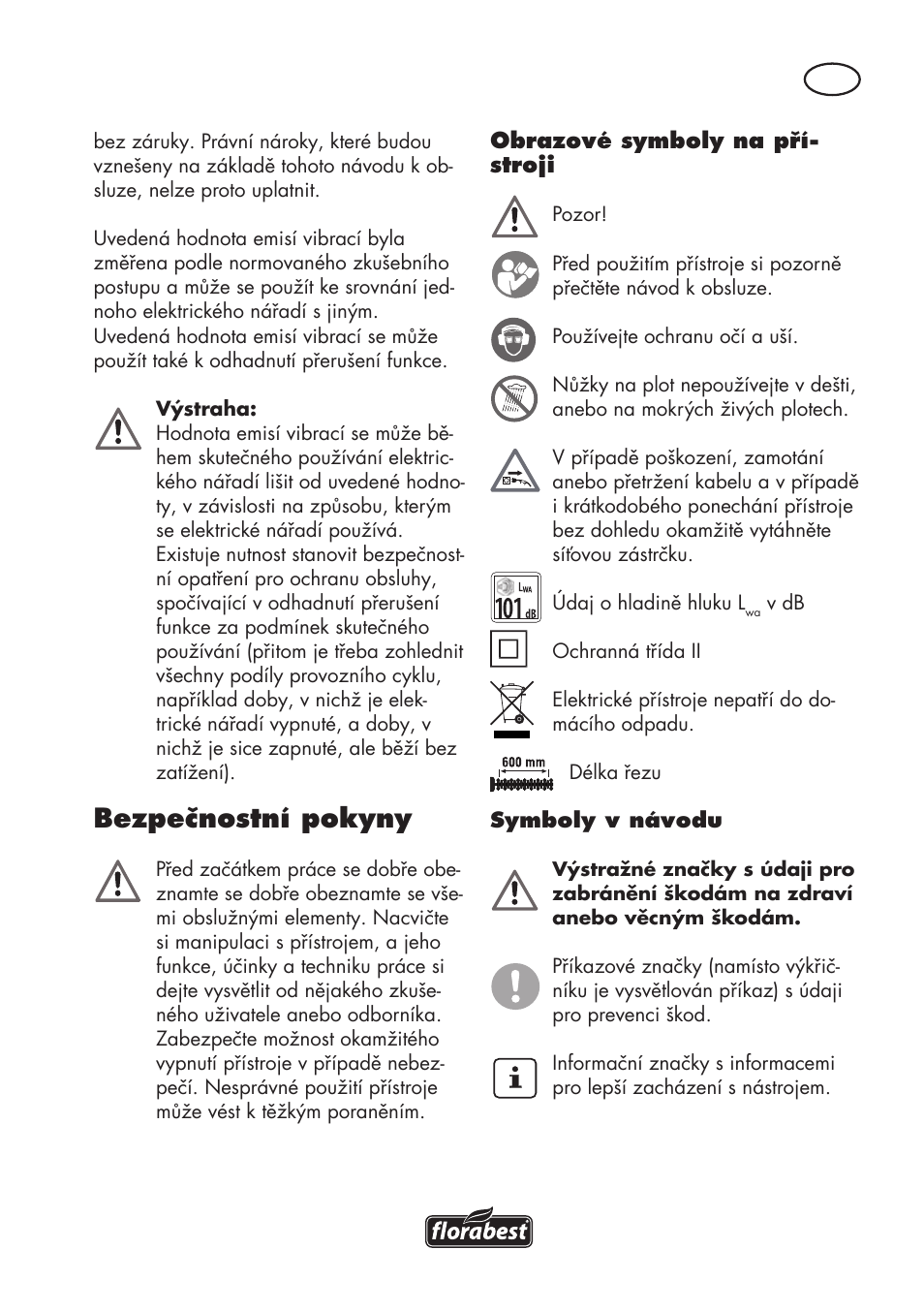Bezpečnostní pokyny | Florabest FHT 600 C3 User Manual | Page 57 / 98