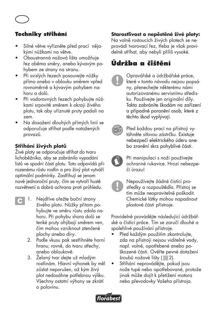Údržba a čištění | Florabest FHT 600 C3 User Manual | Page 62 / 98