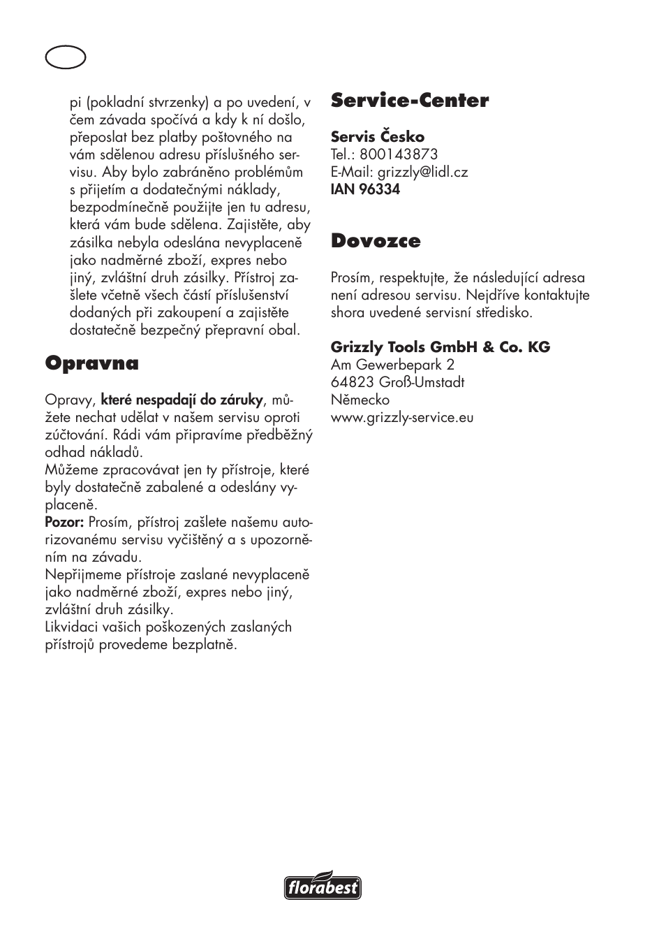 Opravna, Service-center, Dovozce | Florabest FHT 600 C3 User Manual | Page 66 / 98