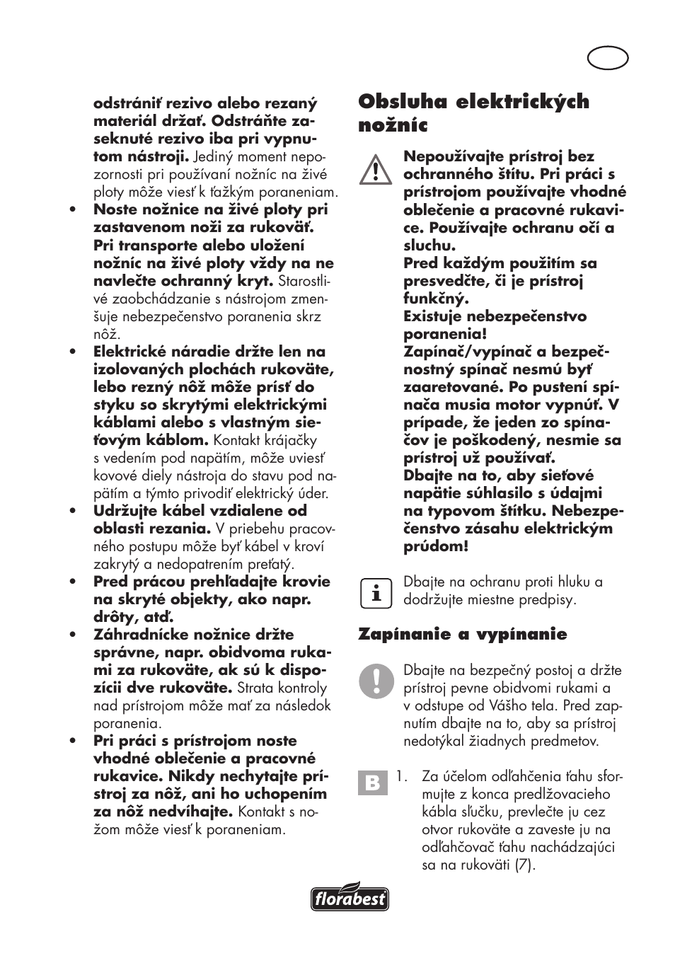 Obsluha elektrických nožníc | Florabest FHT 600 C3 User Manual | Page 73 / 98