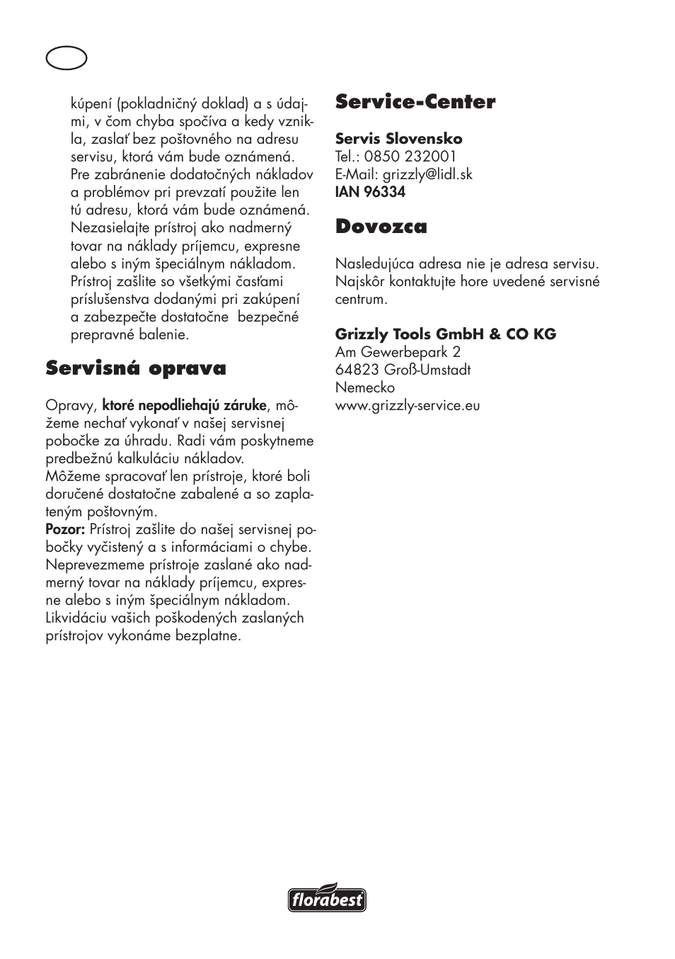 Servisná oprava, Service-center, Dovozca | Florabest FHT 600 C3 User Manual | Page 78 / 98