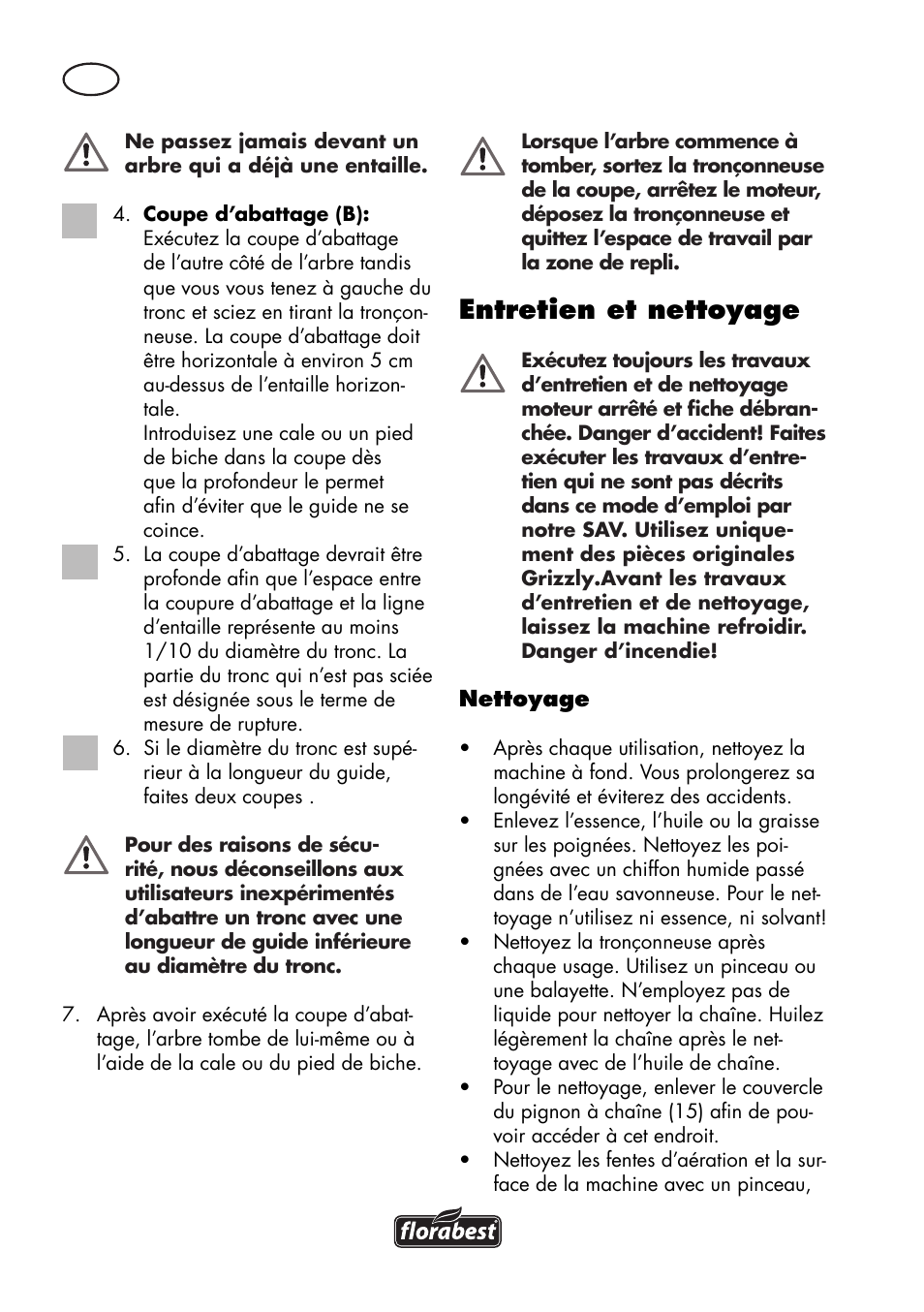 Entretien et nettoyage | Florabest FKS 2200 D2 User Manual | Page 20 / 80