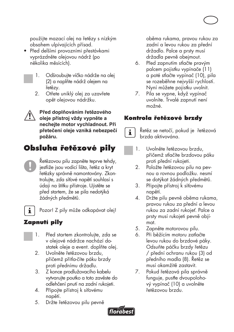 Obsluha řetězové pily | Florabest FKS 2200 D2 User Manual | Page 103 / 172