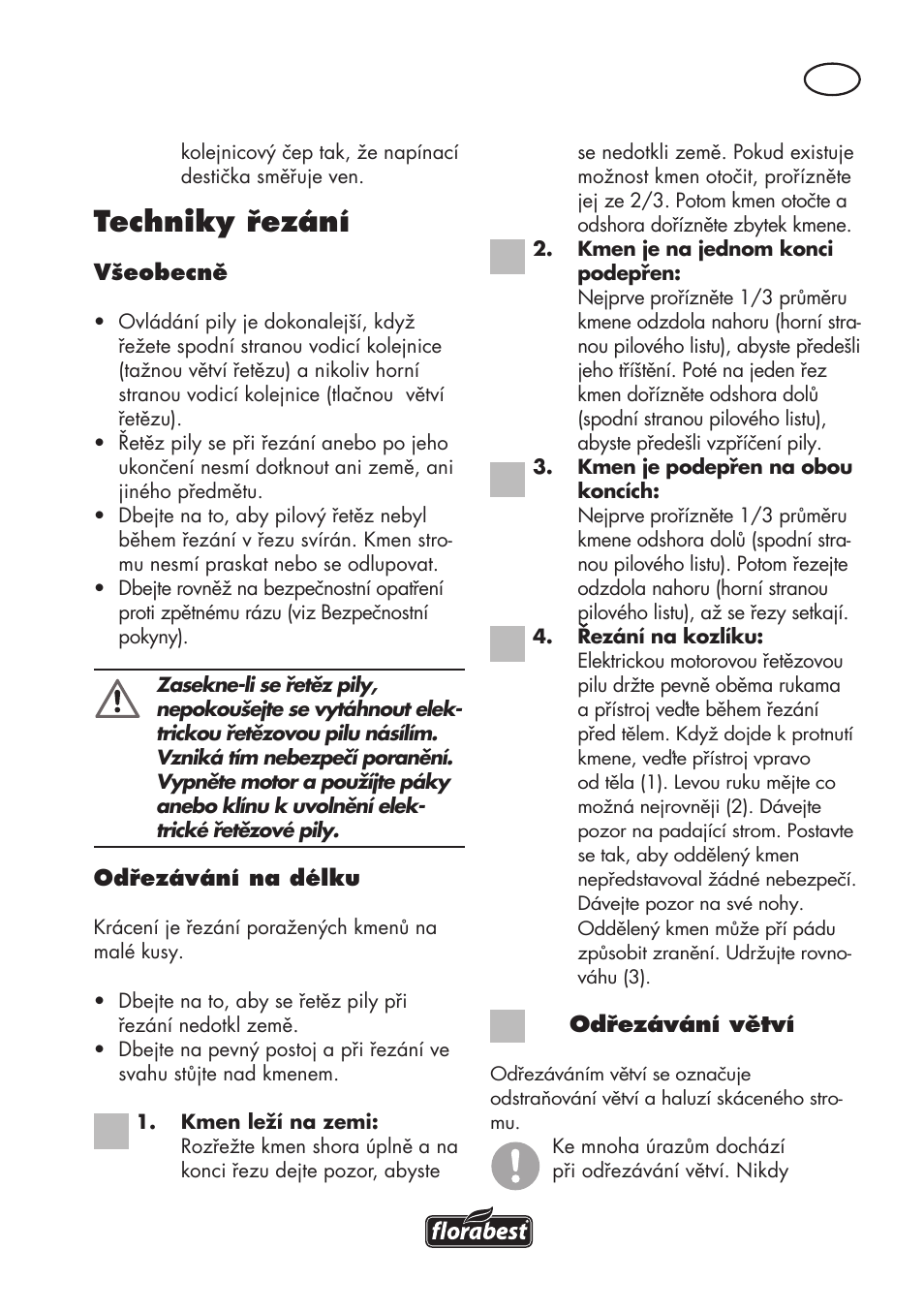 Techniky řezání | Florabest FKS 2200 D2 User Manual | Page 105 / 172