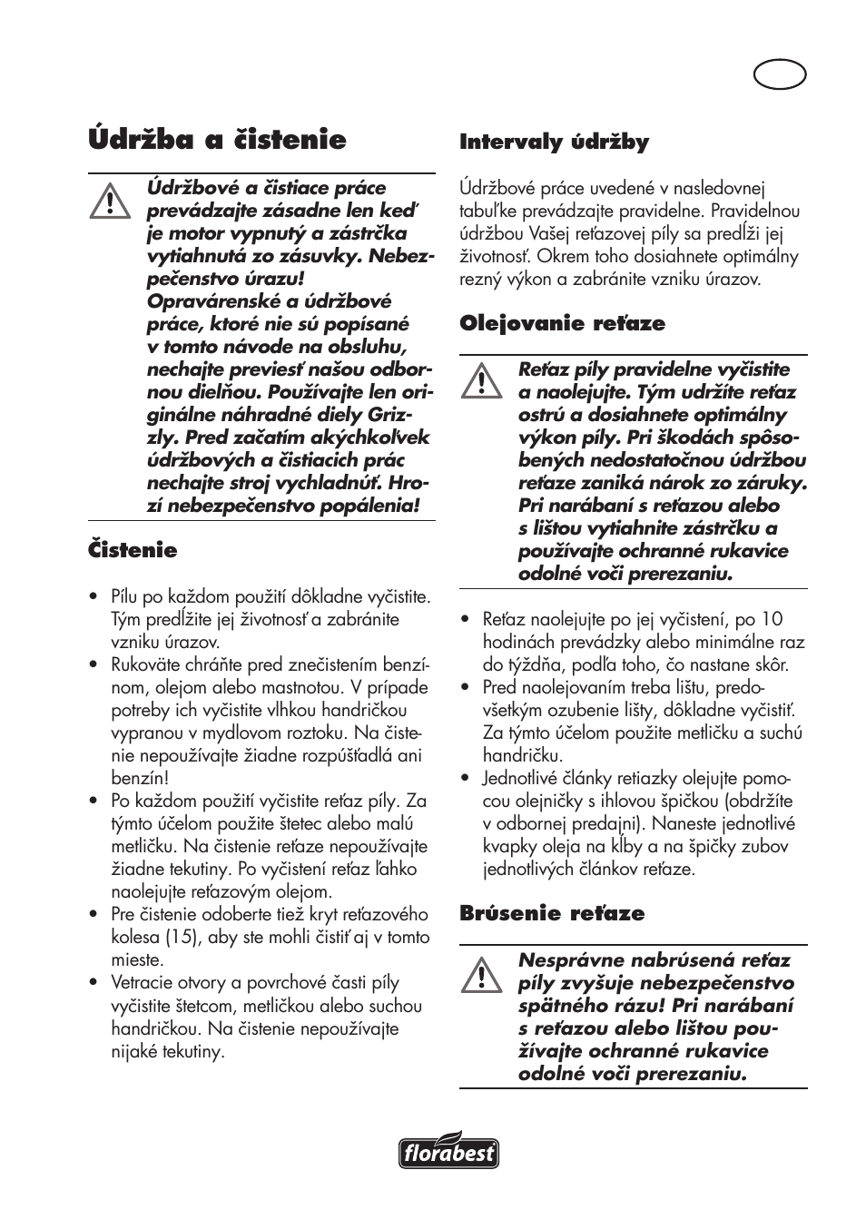 Údržba a čistenie | Florabest FKS 2200 D2 User Manual | Page 129 / 172