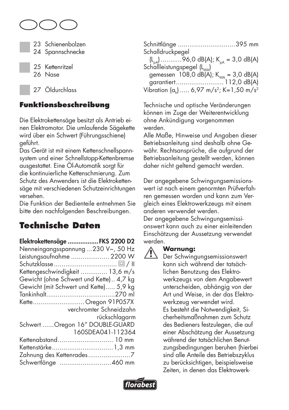 Technische daten, De at ch | Florabest FKS 2200 D2 User Manual | Page 138 / 172