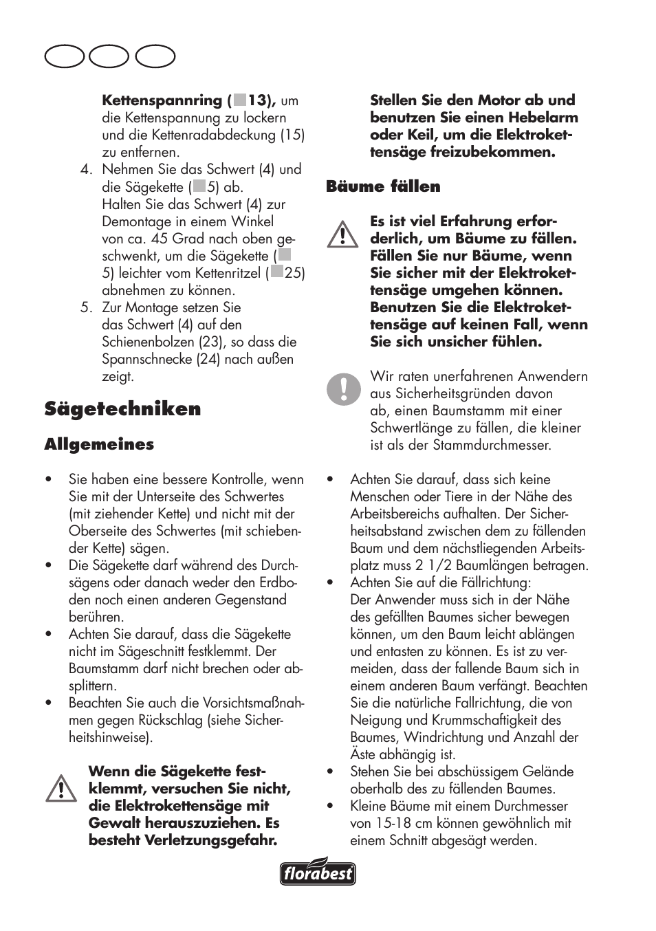 Sägetechniken, De at ch | Florabest FKS 2200 D2 User Manual | Page 150 / 172
