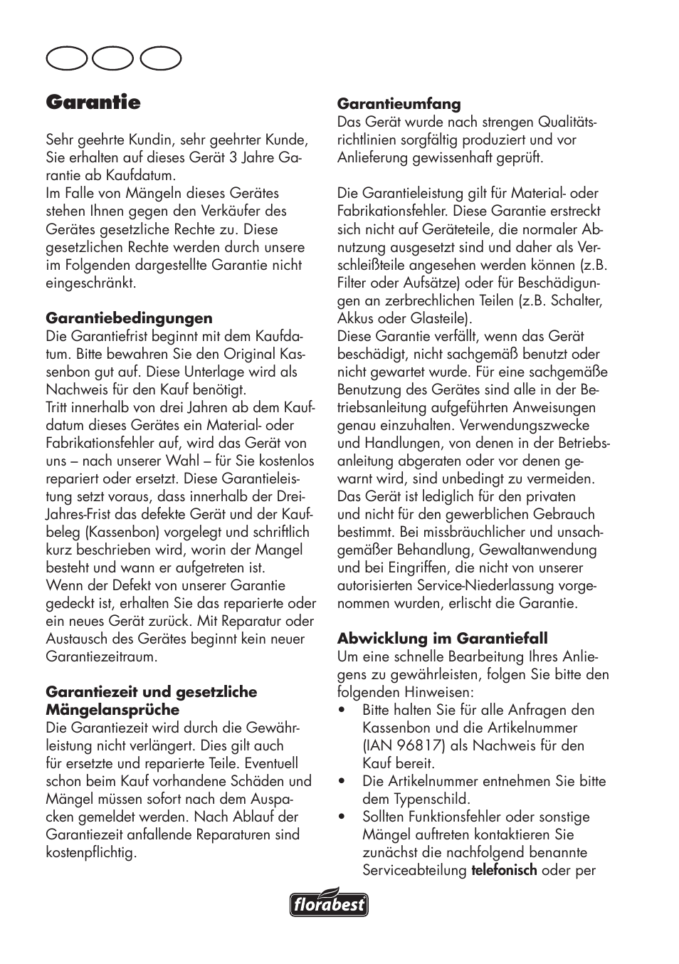 Garantie, De at ch | Florabest FKS 2200 D2 User Manual | Page 158 / 172